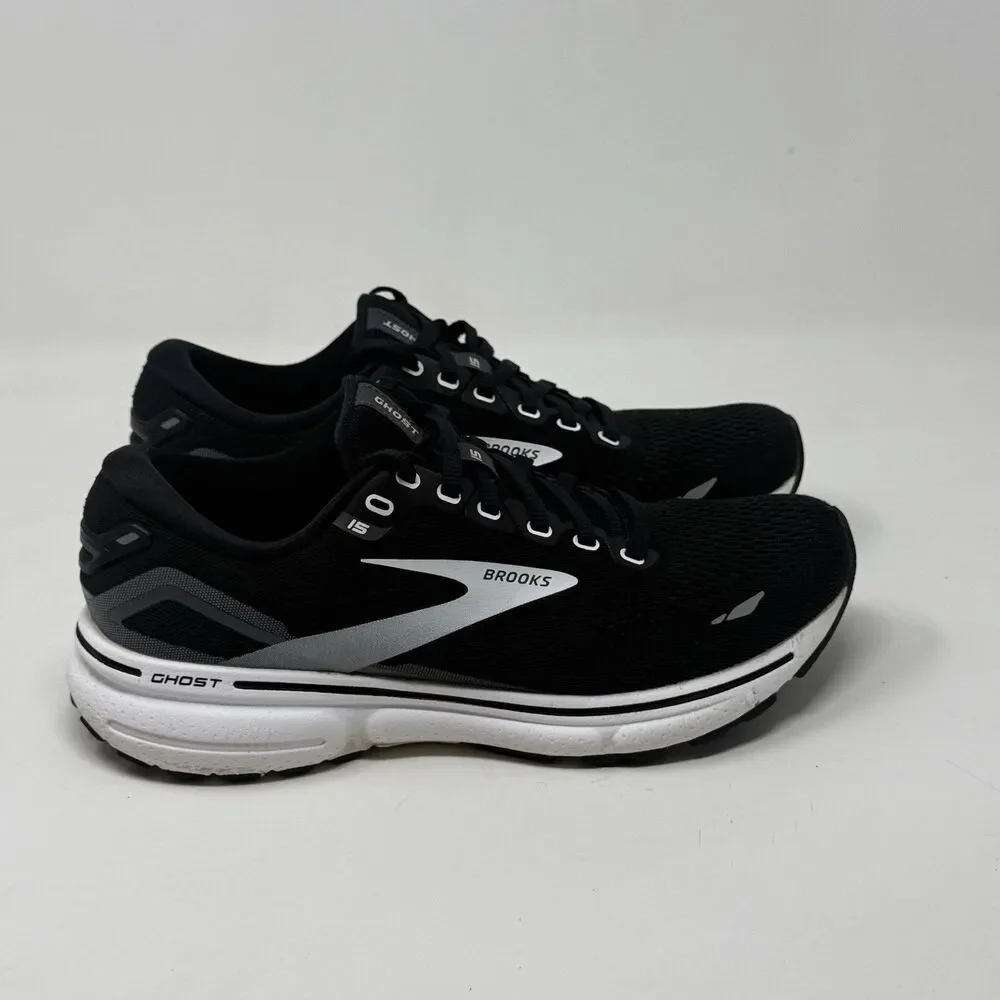 Brooks Ghost 15 Shoes Womens 7 M Black White Mesh Lightweight Running Sneakers